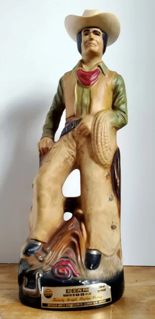 Vintage Jim Beam 1981 Cowboy Rancher Rodeo Whiskey Decanter 14 1/2" Tall