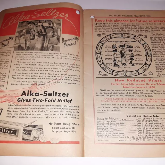 1939 Dr. Miles Weather Almanac Hand Book Valuable Information NERVINE Quackery 2