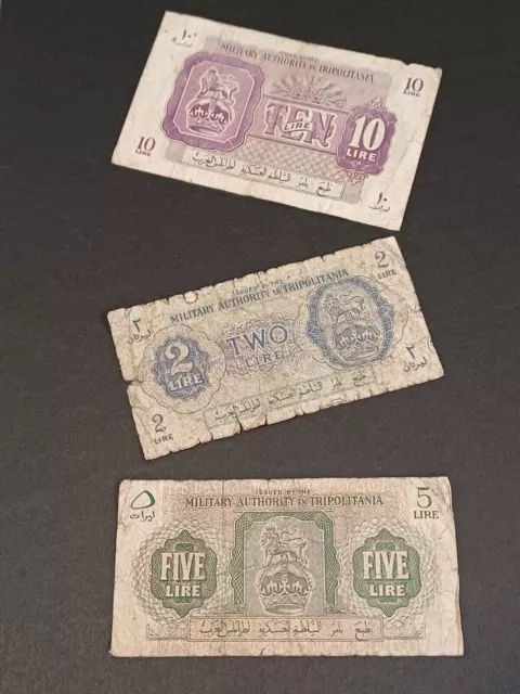 TRIPOLITANIA / LIBYA BANKNOTES  - 1940s - THREE NOTES 2/5 AND 10 LIRE