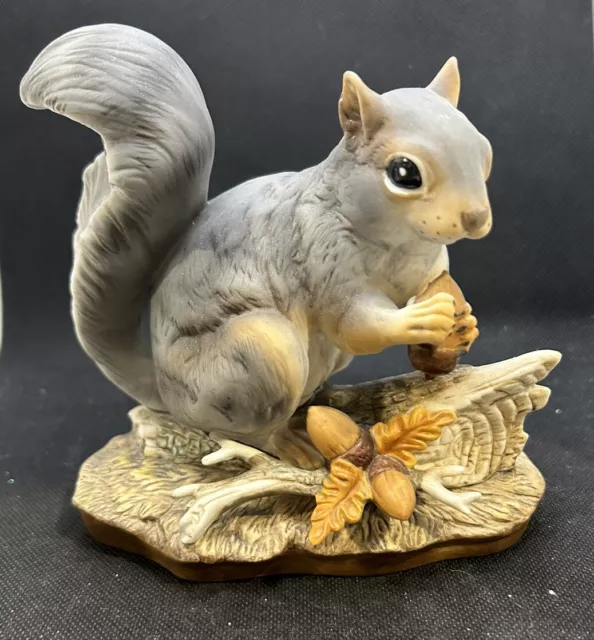 Vintage Homco 1982 Masterpiece Porcelain Squirrel with Acorn