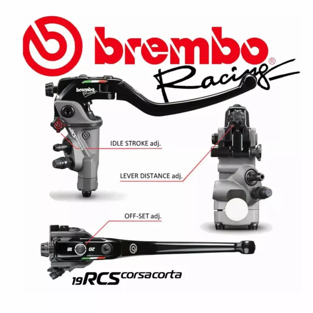 Brembo 19RCS Corsa Corta Radial Front Brake Master Cylinder 19 RCS Lever + TYGON