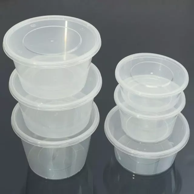 100pcs to 1000pcs All Size Take Away Containers Takeaway Food Plastic Sauce NEW