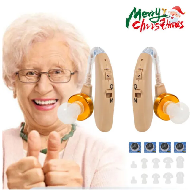 2x Digital Hearing Aid Kit Behind the Ear BTE Sound Voice Amplifier For Elderly