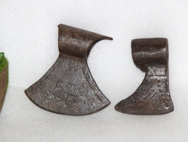1860's Antique 2Pc Hand Forged Solid Iron Axe Head Nice Shape Original 14147