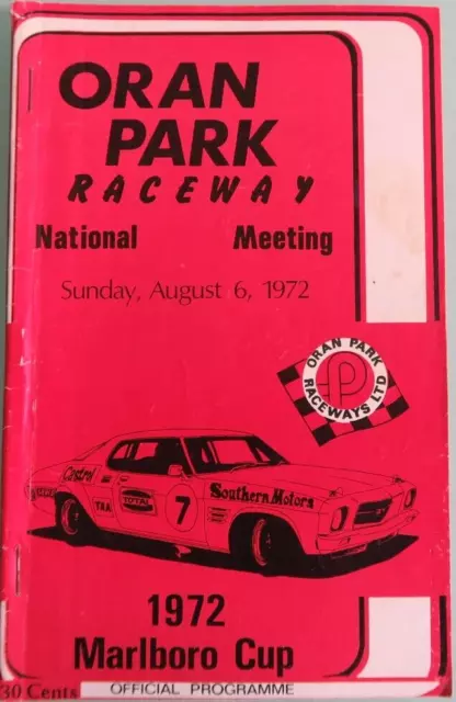 Oran Park 1972 MONARO GTS COVER Program Touring Racing rare