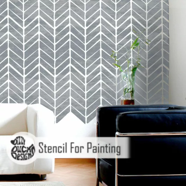 HERRINGBONE Chevron - Dizzy Duck Reusable Furniture Wall Floor Stencil for Paint