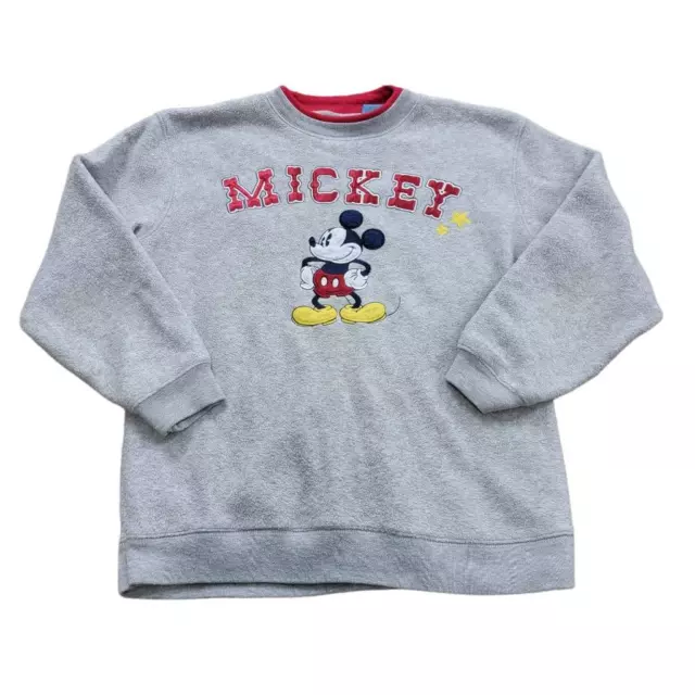 Mickey Mouse Disney Womens Pullover Sweatshirt Gray Red Heathered Crew Neck S