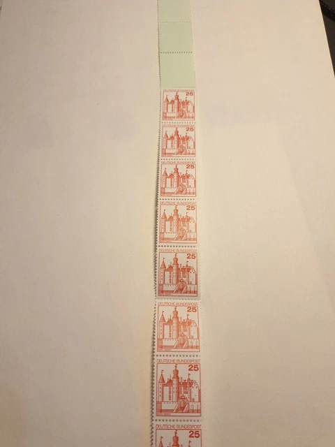 Bund Rollenmarken, Burgen und Schlösser, 11er-Streifen, Rollenende, Minr. 996