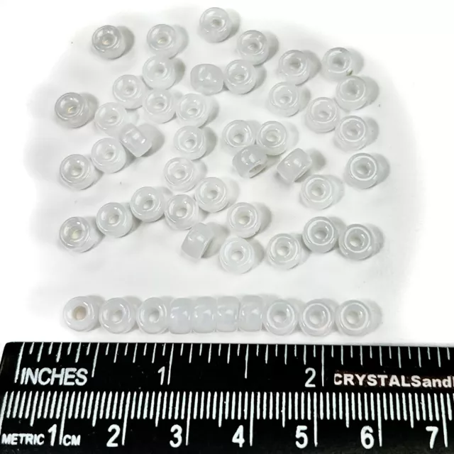Czech Glass Druk Large Hole Beads 6mm, White Opal milky, 50pc J084
