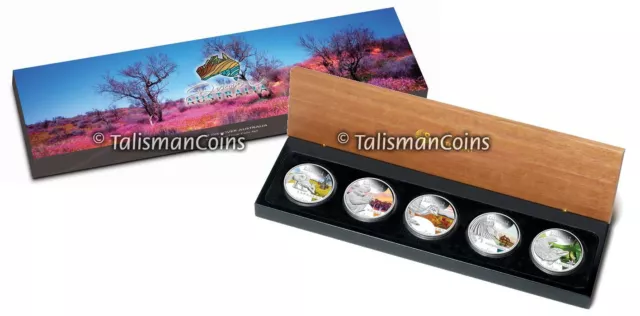 2013 Discover Australia 5-COIN SET $1 Oz Silver Proof Kookaburra Koala Kangaroo 3