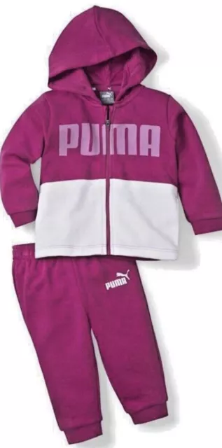Tuta Completo Felpa Zip Neonato Bambino Minicats Colorblock Jogger Fuxia Puma