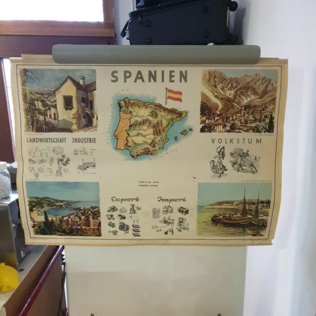 alte Schulwandkarte , Spanien        100 cm x 70 cm