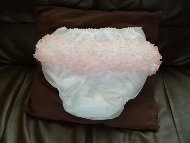 Adult Baby~ Sissy~Maids~ Noisy Pvc Lined Organza Pants With Frou Frou Frills