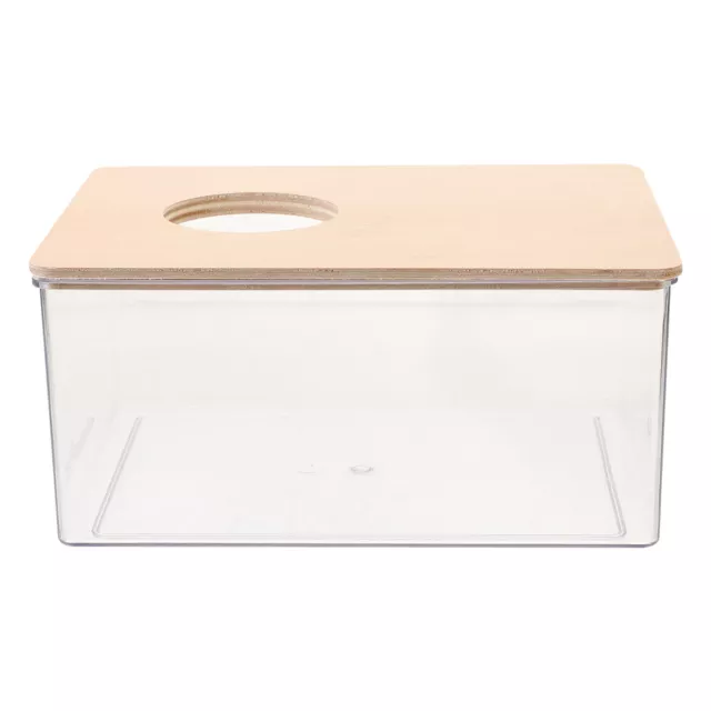 Clear Hamster Sand Bad Box Sandbades Behälter Hamsterzubehör mit Holzabdeckung