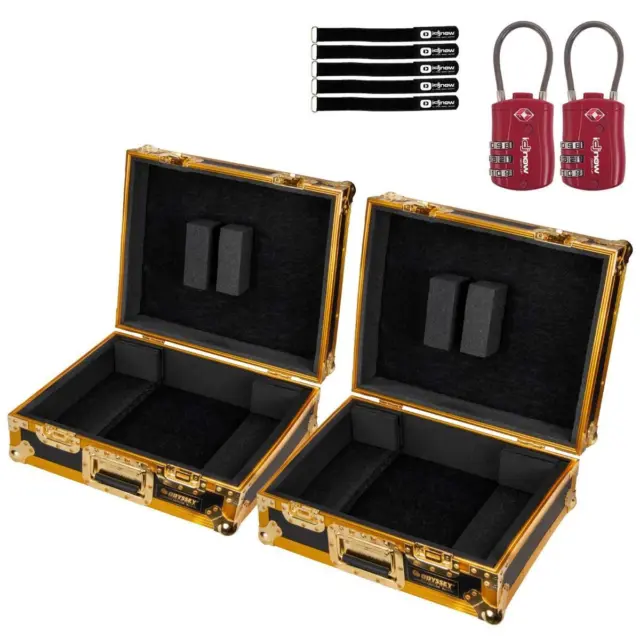 Odyssey FZ1200GOLD Limited Edition Gold DJ Turntable Travel Case w Lock 2 Pack
