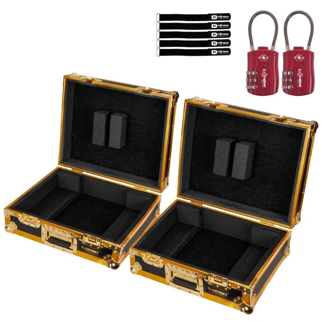 Odyssey FZ1200GOLD Limited Edition Gold DJ Turntable Travel Case w Lock 2 Pack