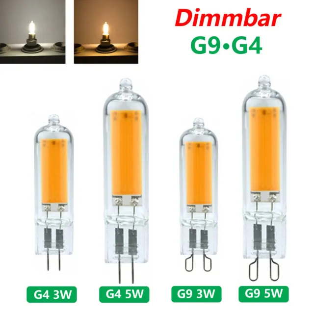 G4 G9 LED Birnen 3W 5W Warmweiß Kaltweiß Leuchtmittel COB Lampen Dimmer 12V/220V