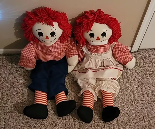 Raggedy Ann and Andy dolls 3ft tall Annabelle inspired terror movie vintage doll