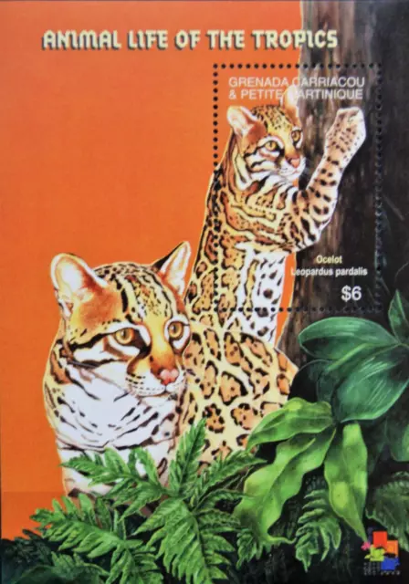 GRENADA GRENADINES 2001 Block 509 Tiere der Tropen Ozelot Ocelot Fauna Animals**