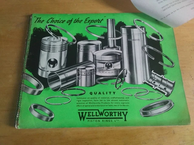 Catálogo De Ingeniería Británica De Colección - Anillos De Pistón Wellworthy Ltd 1944