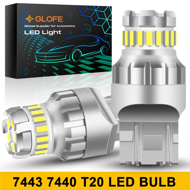 Ampoules LED W21W T20 7440 7443 - 12V/24V - Blanc 6500K - 2 Pièces