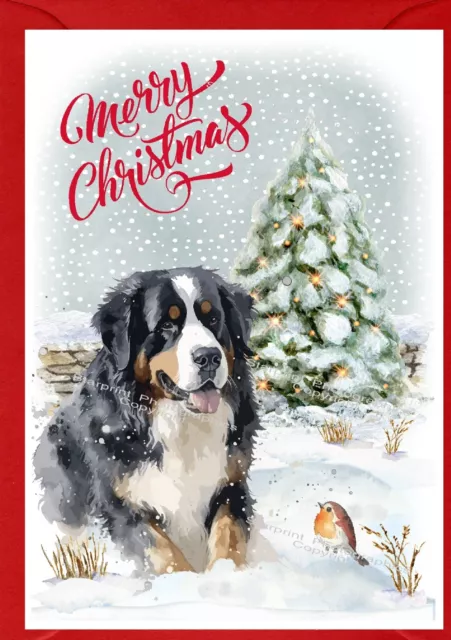 Bernese Mountain Dog A6 (4"x6") Christmas Card - Blank inside - by Starprint