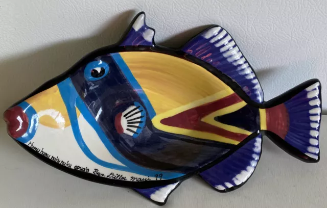 VTG 1999 Ben Diller TRIGGER Fish Dish Maui Hawaii Humuhumu Signed 13"