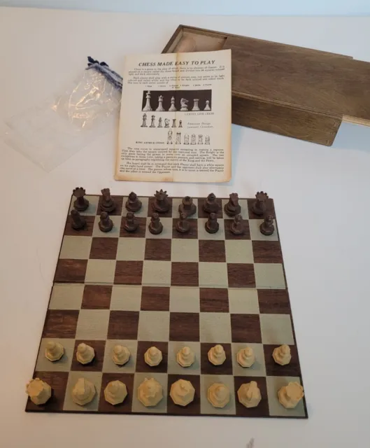 VINTAGE DRUEKE LITTLE Jewel Magnetic Chess Set Travel Game in Wooden ...