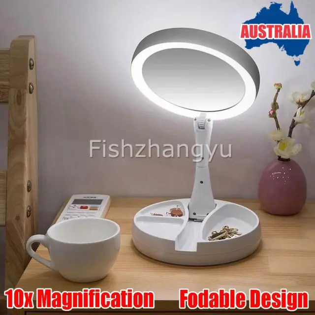 10X Magnifying Makeup Mirror With LED Light Cosmetic Rotation Flexible AU STOCK
