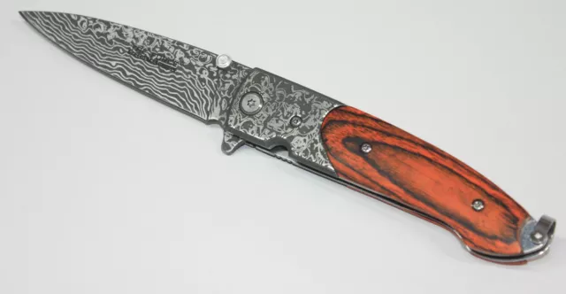 Tac-Force Coltello Pieghevole da Tasca Pakkaholz Damascus TF-672DBW