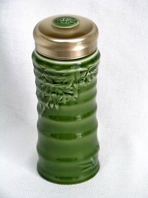 Oriental Asian Japanese Porcelain Tea Leaf Canister Green Bamboo Screw Top - EXC