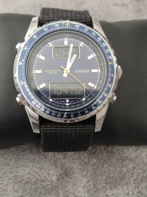 CASIO VINTAGE MTP-4700 Men's Wristwatch Chronograph Chrono Digital Blue ...
