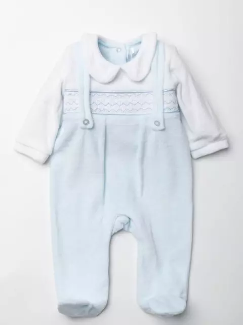 BNWT Baby Boys Sky Braces" Smock Velour All In One By Rock A Bye Baby 🎠