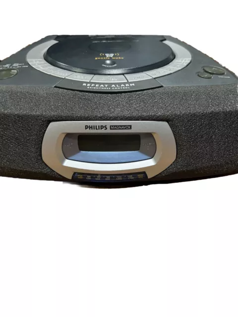 Reloj estéreo vintage Philips reproductor de CD AM FM radio alarma doble caja de auge