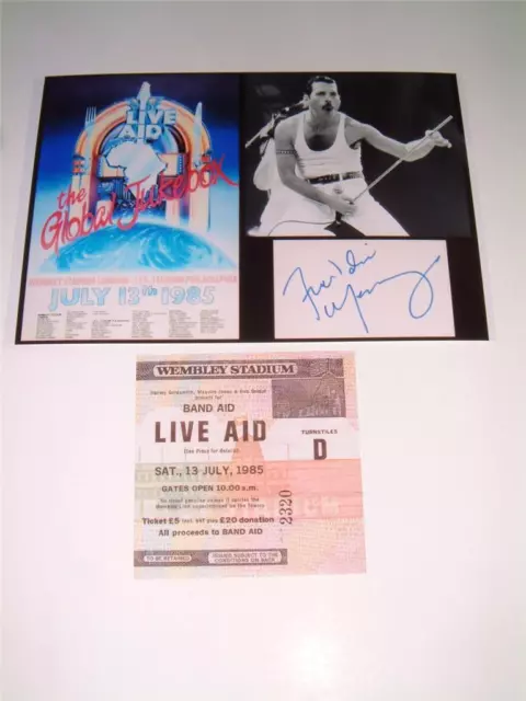 Queen Freddie Mercury Live Aid 1985 Wembley Stadium Photograph & Replica Ticket