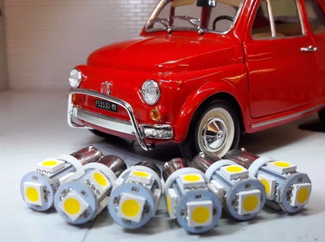 Classic Fiat 500 600 L F R 1957-75 Speedo Dash Gauge Warm White LED Bulb Set