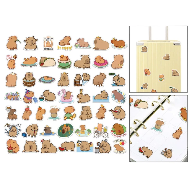 50x Cartoon Capybara Aufkleber Kleine niedliche Tieraufkleber für