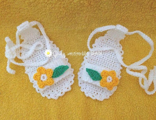 Sandali scarpine per neonata * uncinetto cotone * portafortuna nascita neonato