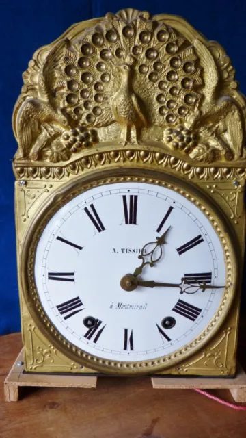 Ancien Mouvement horloge pendule ancienne comtoise  cloche  ancre Paon TBE