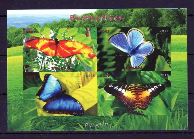 MALAWI 2015 BUTTERFLIES BORBOLETAS PAPILLONS INSECTS FAUNA STAMPS IMPERF MNH d