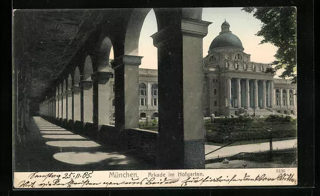 Ansichtskarte München, Arkade im Hofgarten 1905