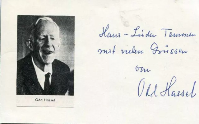 Odd Hassel NOBEL PRIZE CHEMISTRY 1978 autograph, signed card