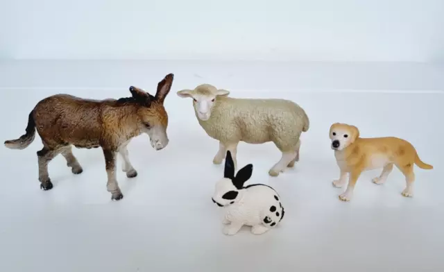 Schleich Set Esel 13212 Schaf 13283 Hund Hase 13121 Tiere Bauernhof Farm