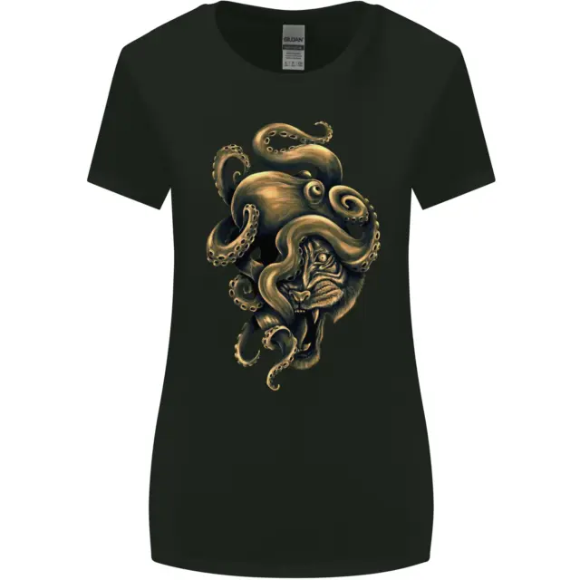 T-shirt donna taglio più largo Octiger Octopus Kraken Cthulhu Tiger