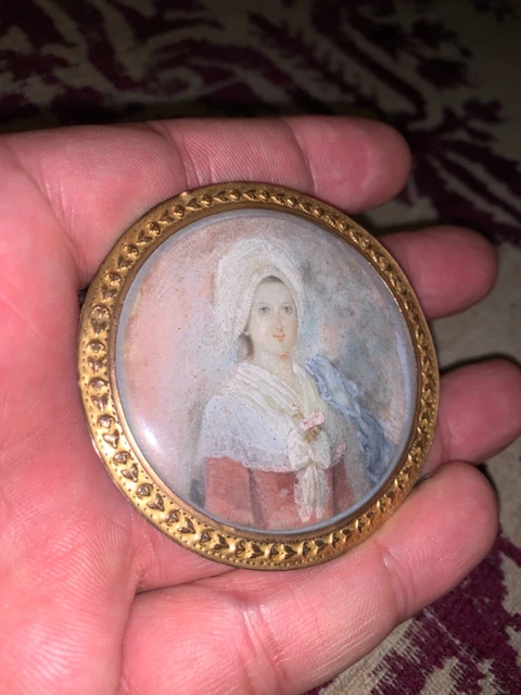Rare Miniature Portrait Viel Homme Barbu XIXeme - Décoration