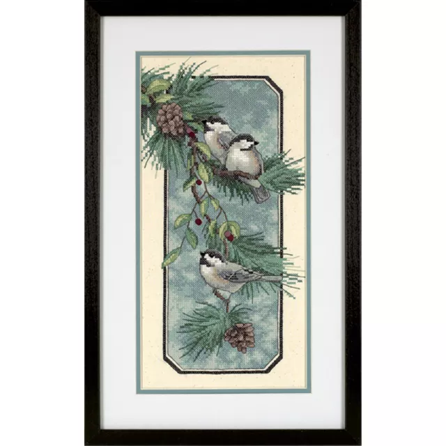 Dimensions Stamped Cross Stitch Kit 8"X16"-Chickadees On A Branch 3199