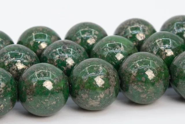 10MM Green Pyrite Beads Grade AAA Round Gemstone Loose Beads