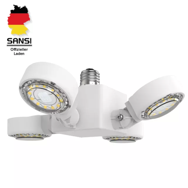 SANSI LED Pflanzenlampe Vollspektrum Vier Köpfe Faltbar Grow Lampe 30W E27 220V