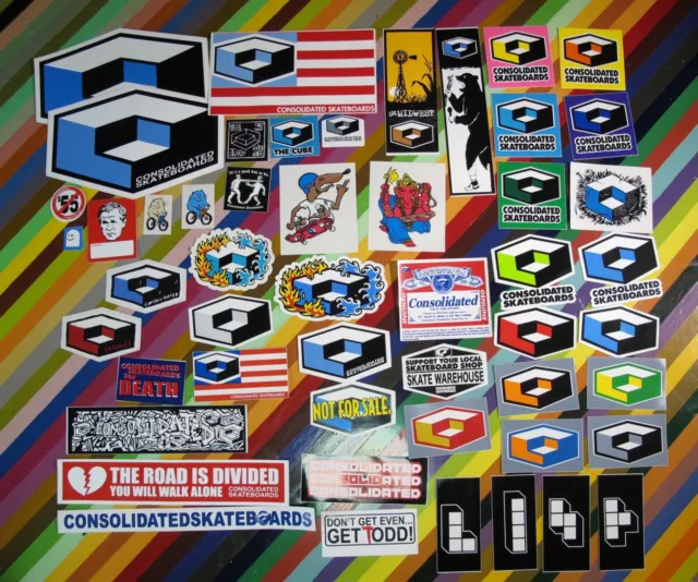 vtg 1990s 2000s Consolidated skateboards sticker - Cube logos Todd Bratrud +