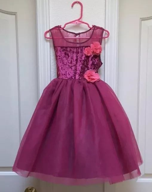 Nannette Little Girl's Illusion Neck Velvet & Tulle Fanciful Dress-6 or 6X